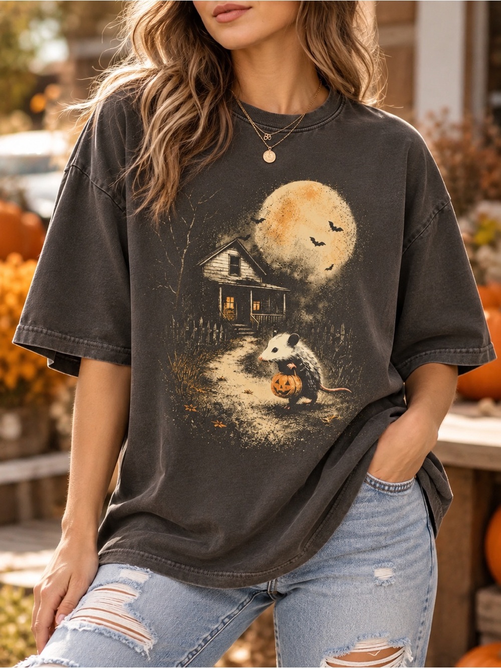 Halloween Possum Shirt Trick Or Treat Spooky House Pepper Tee
